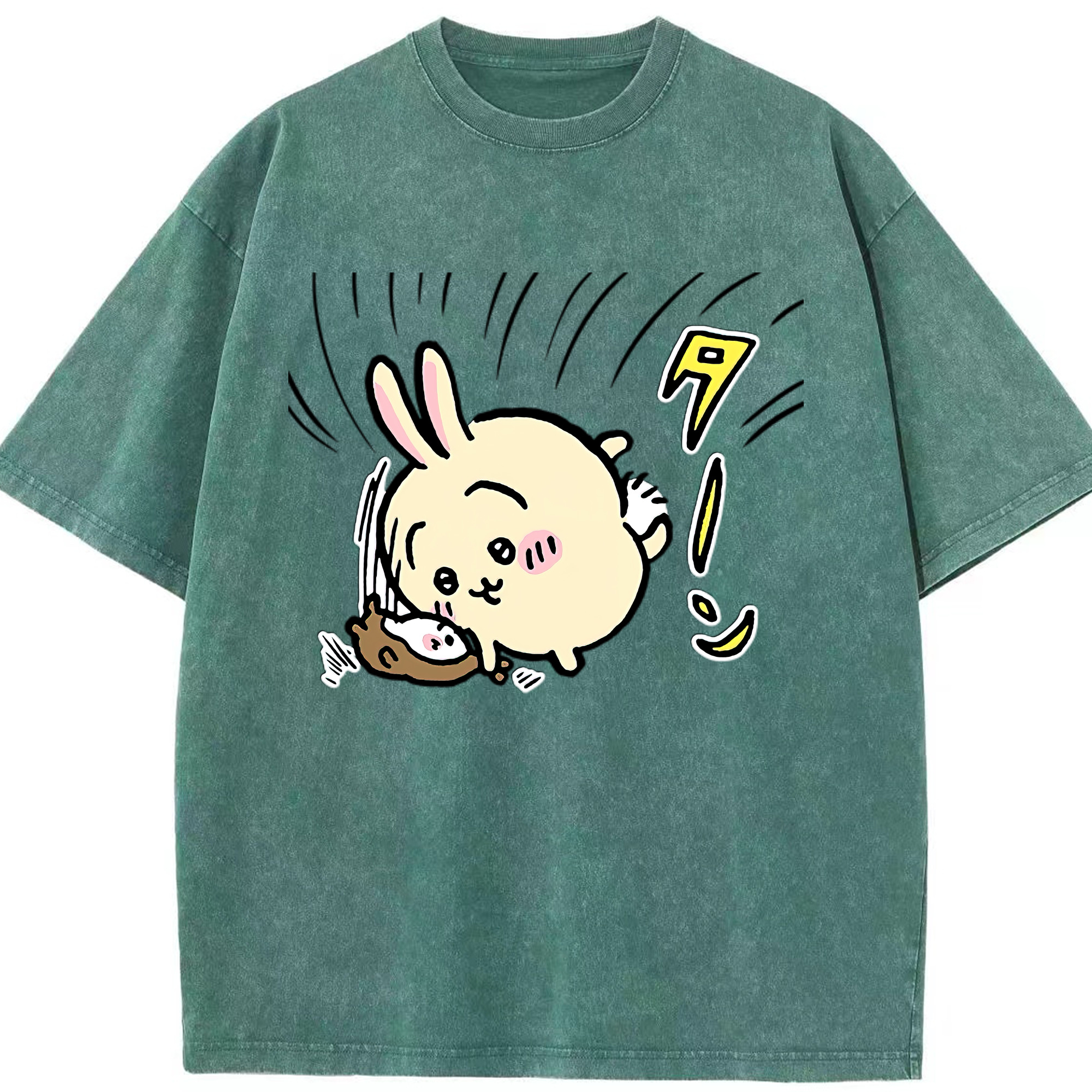 （画像用） ちいかわ うさぎ Chii-kawa usagi 綿100% ヴィンテージ風 半袖Tシャツ（フロントプリント）